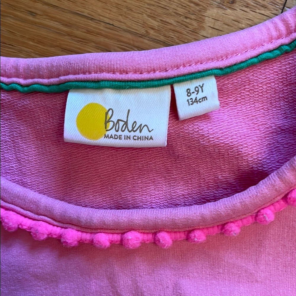 Mini Boden - Girl’s Pink Romper with PomPom Trim - Picture 2 of 11